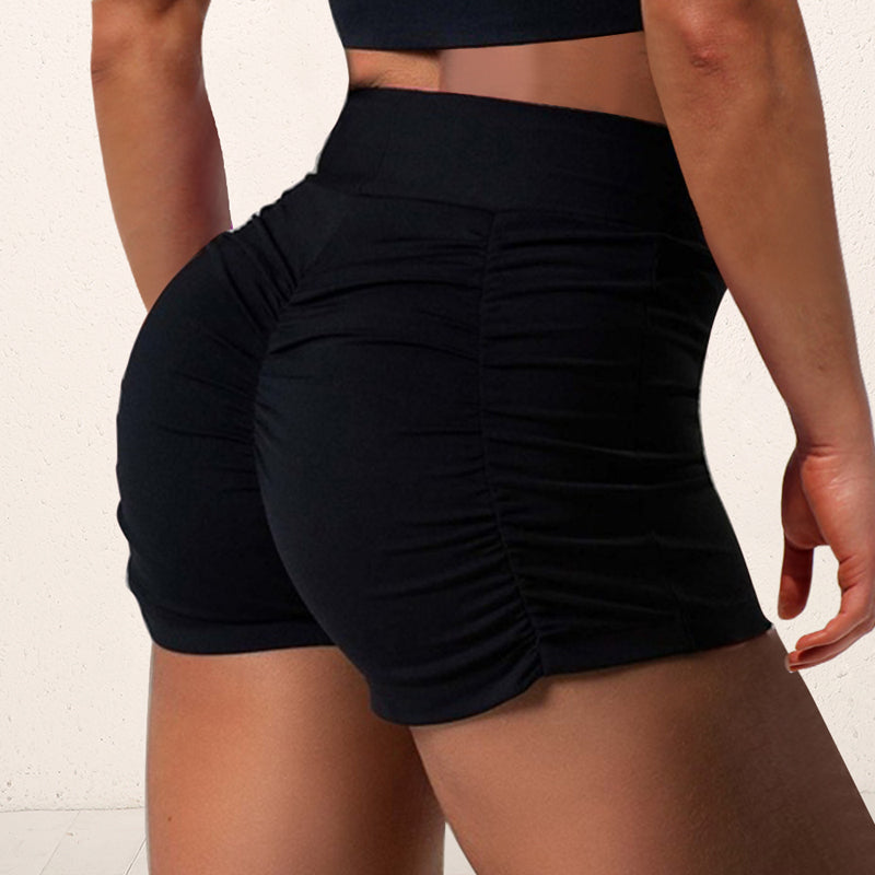 Wrinkled buttocks solid color shorts