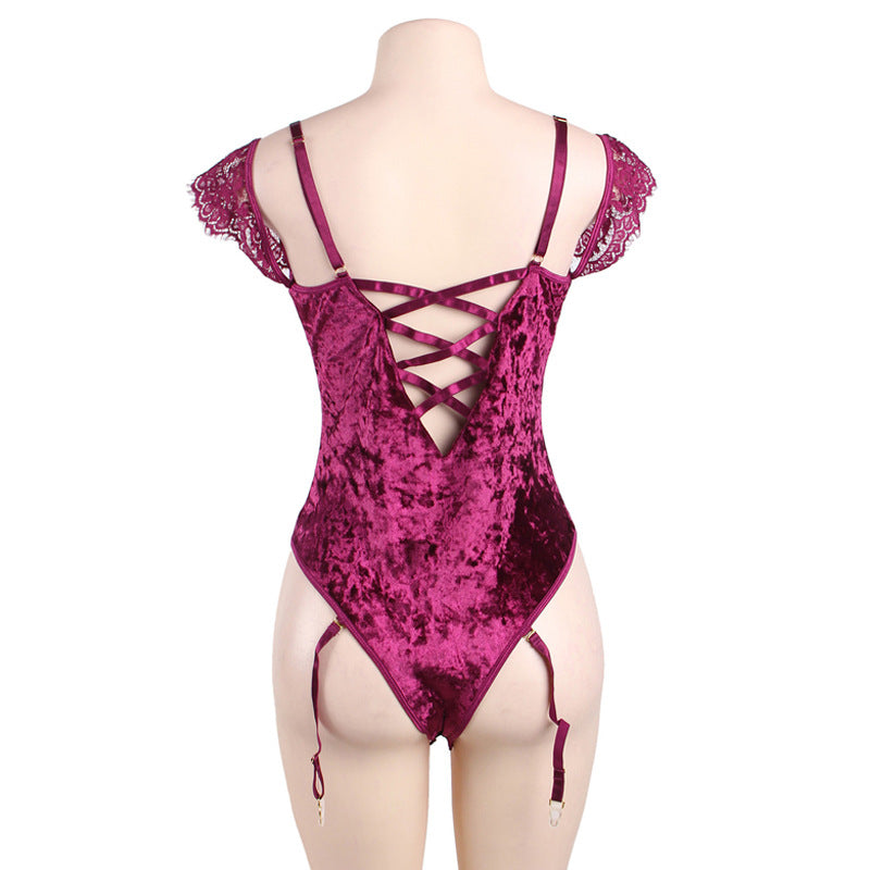 Suede one-piece pajamas