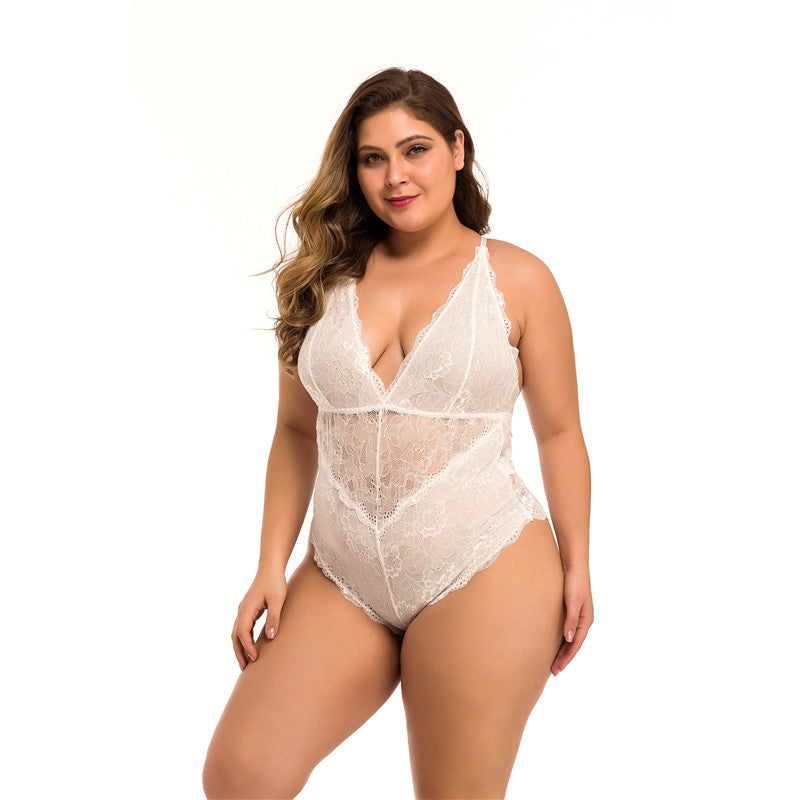 Plus Size Lace Mesh Sexy Lingerie - 5 Color Options - BBCxMaster - Plus Size Lace Mesh Sexy Lingerie - 5 Color Options - White / XL - BBCxMaster