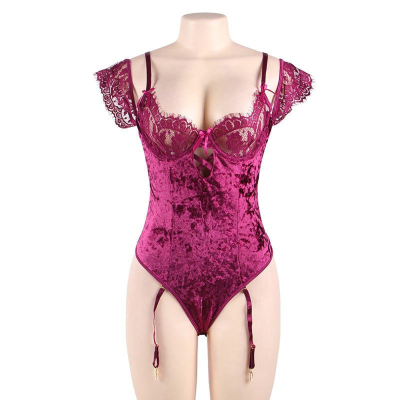 Suede one-piece pajamas