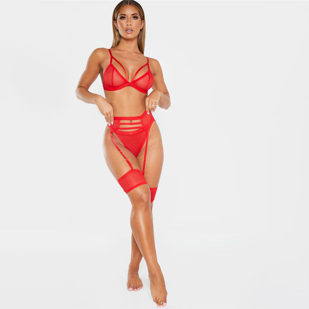 European And American Women's Lace Sling Set Three-piece Suit