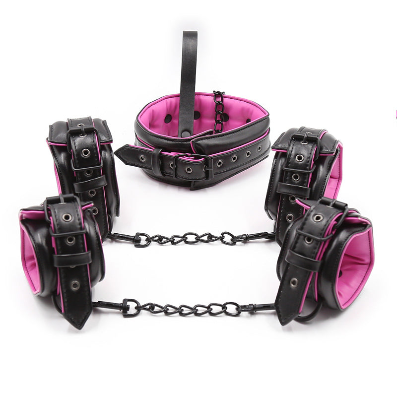 Leather Handcuffs and Shackles Bondage Set - Restraints - BBCxMaster - Leather Handcuffs and Shackles Bondage Set - Restraints - BBCxMaster