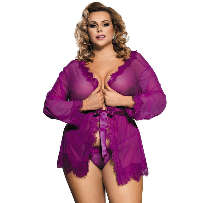 Women's Sexy Solid Color Cardigan Strappy Pajamas - BBCxMaster - Women's Sexy Solid Color Cardigan Strappy Pajamas - Purple / M - BBCxMaster