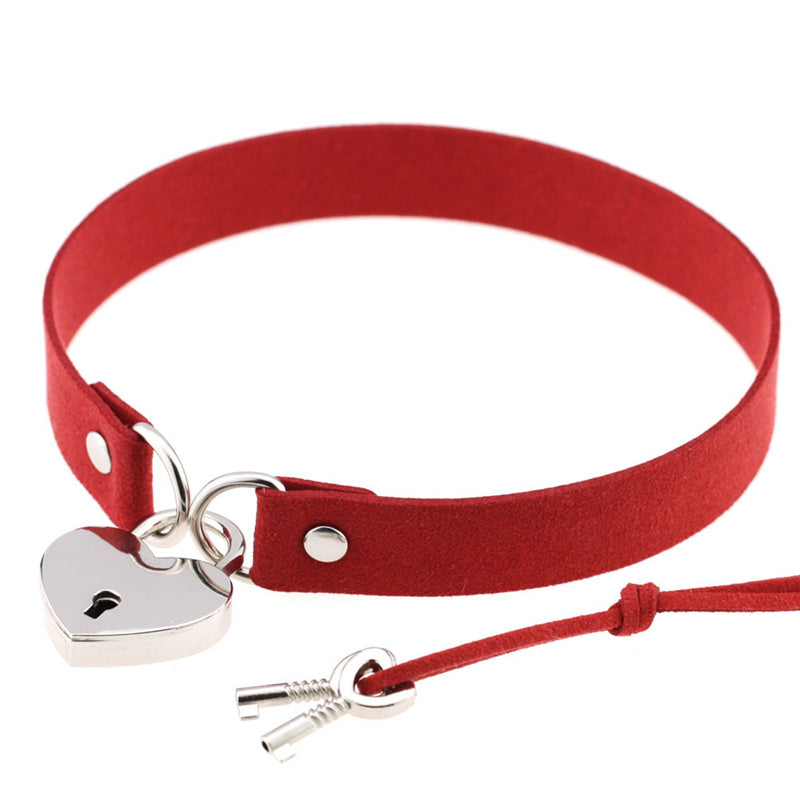 Gothic Heart Chain Choker Collar bdsm leather choker Bondage cosplay G - BBCxMaster - Gothic Heart Chain Choker Collar bdsm leather choker Bondage cosplay G - Red / S - BBCxMaster