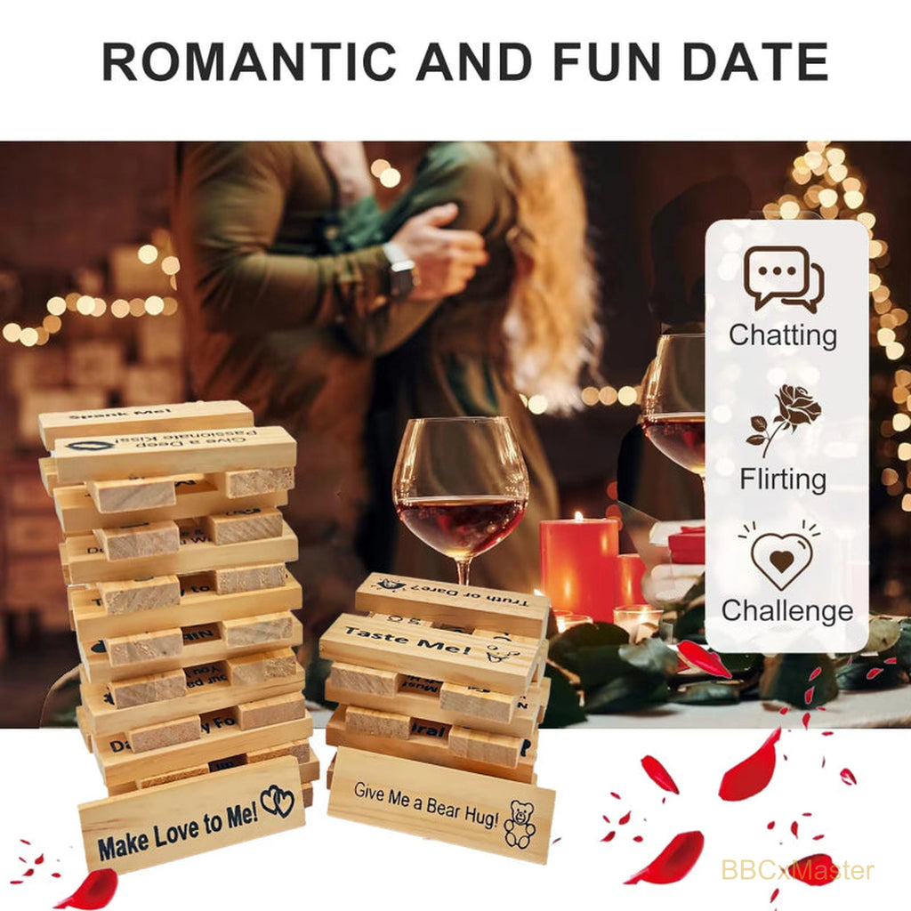 Couple Game Night Intimacy Block Tower Jenga Game Valentine Tumbling T - BBCxMaster - Couple Game Night Intimacy Block Tower Jenga Game Valentine Tumbling T - BBCxMaster