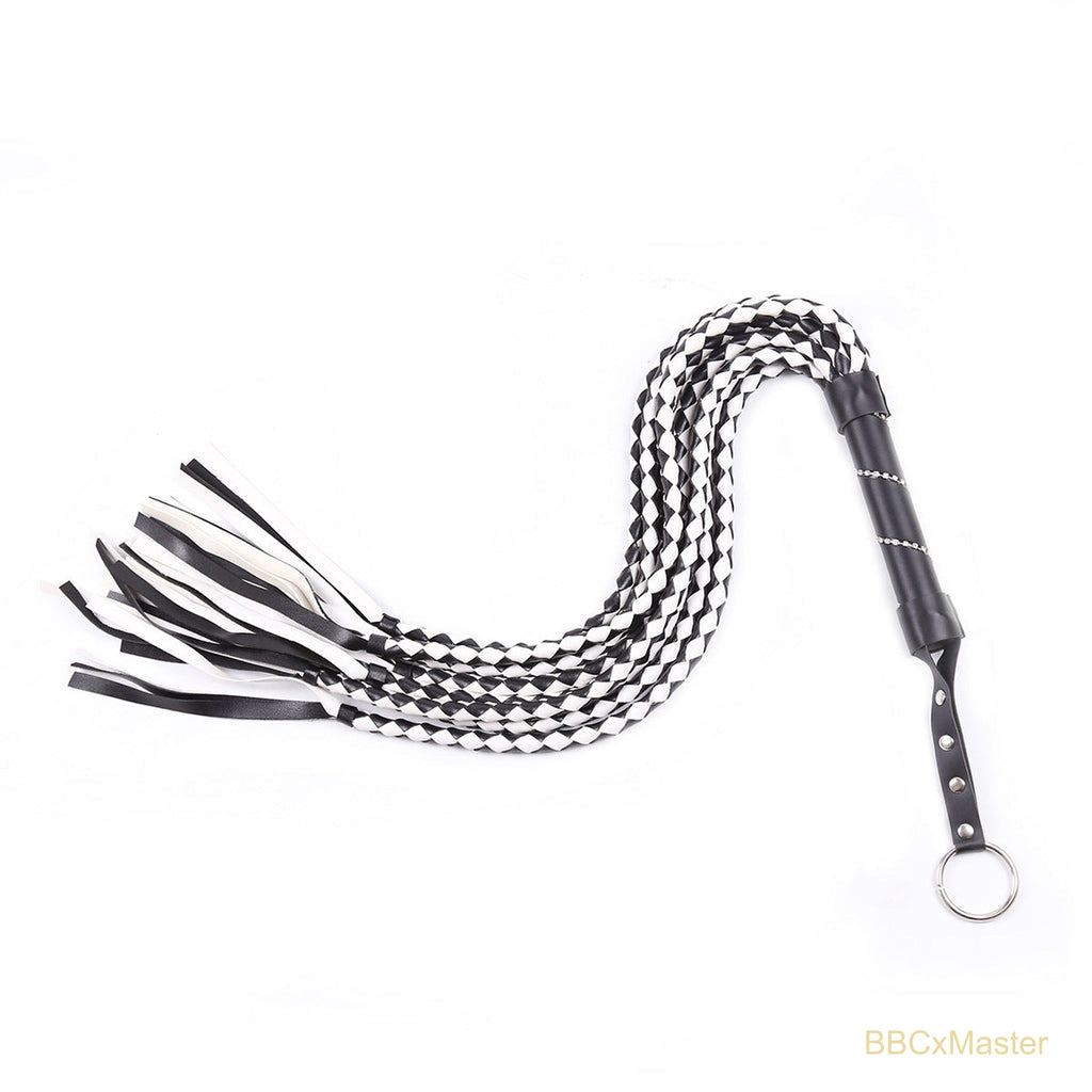 Diamond Handle Leather Riding Crop - Impact Play - BBCxMaster - Diamond Handle Leather Riding Crop - Impact Play - Black And White - BBCxMaster