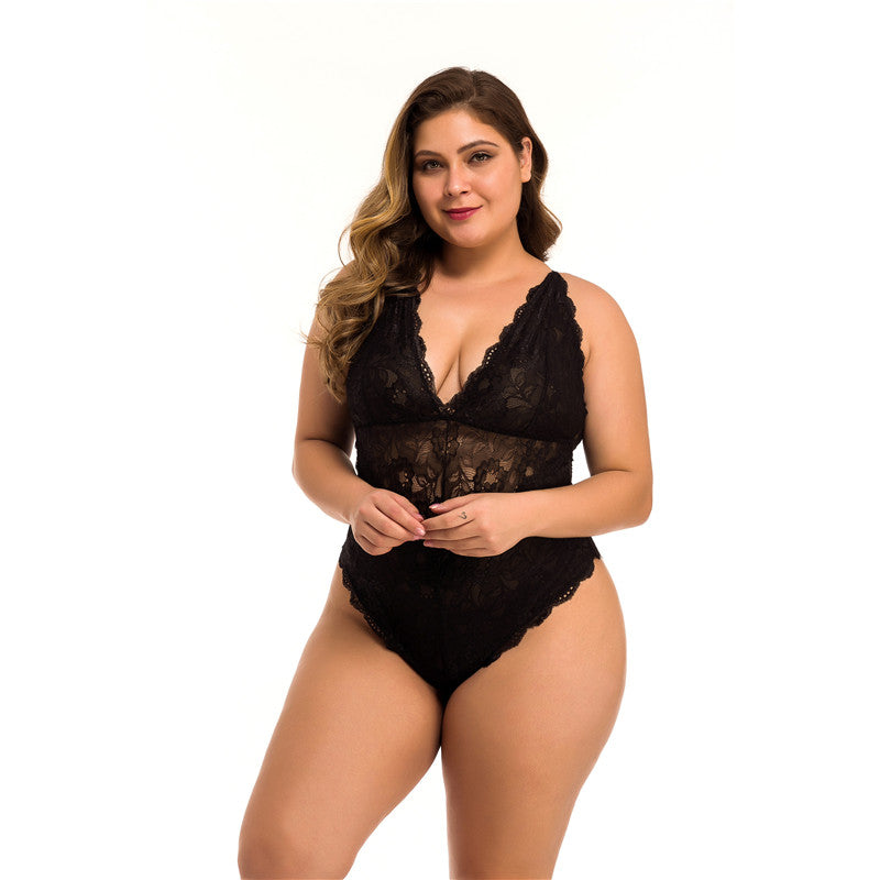 Plus Size Lace Meshsexy Lingerie - BBCxMaster - Plus Size Lace Meshsexy Lingerie - Black / XXL - BBCxMaster