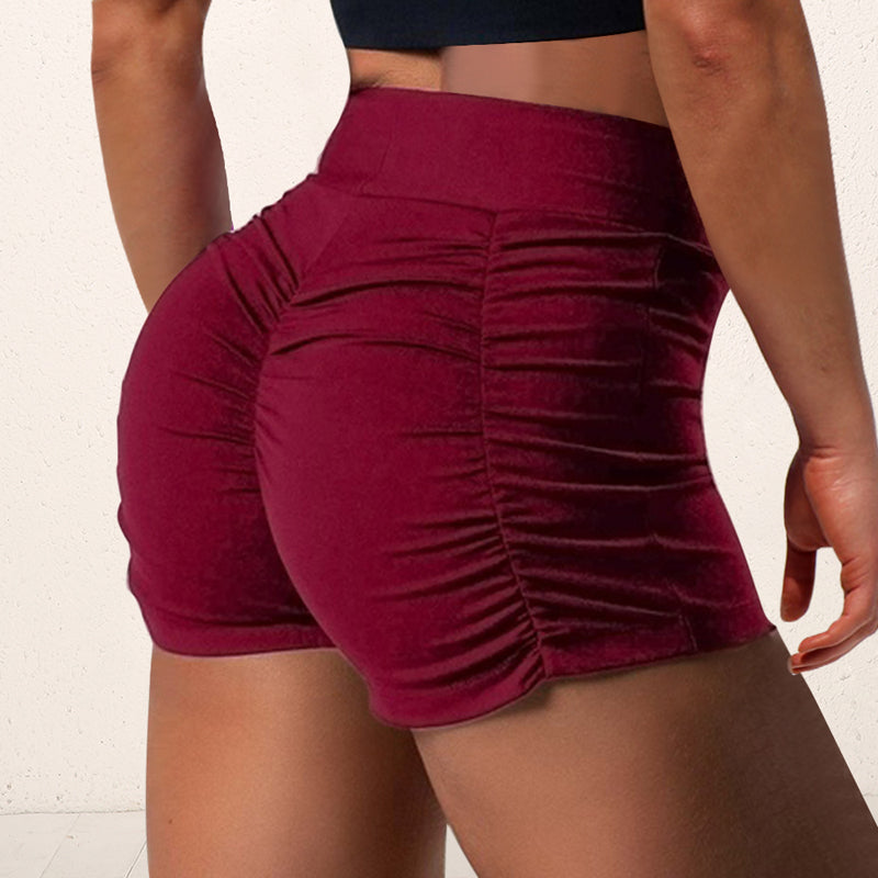 Wrinkled buttocks solid color shorts
