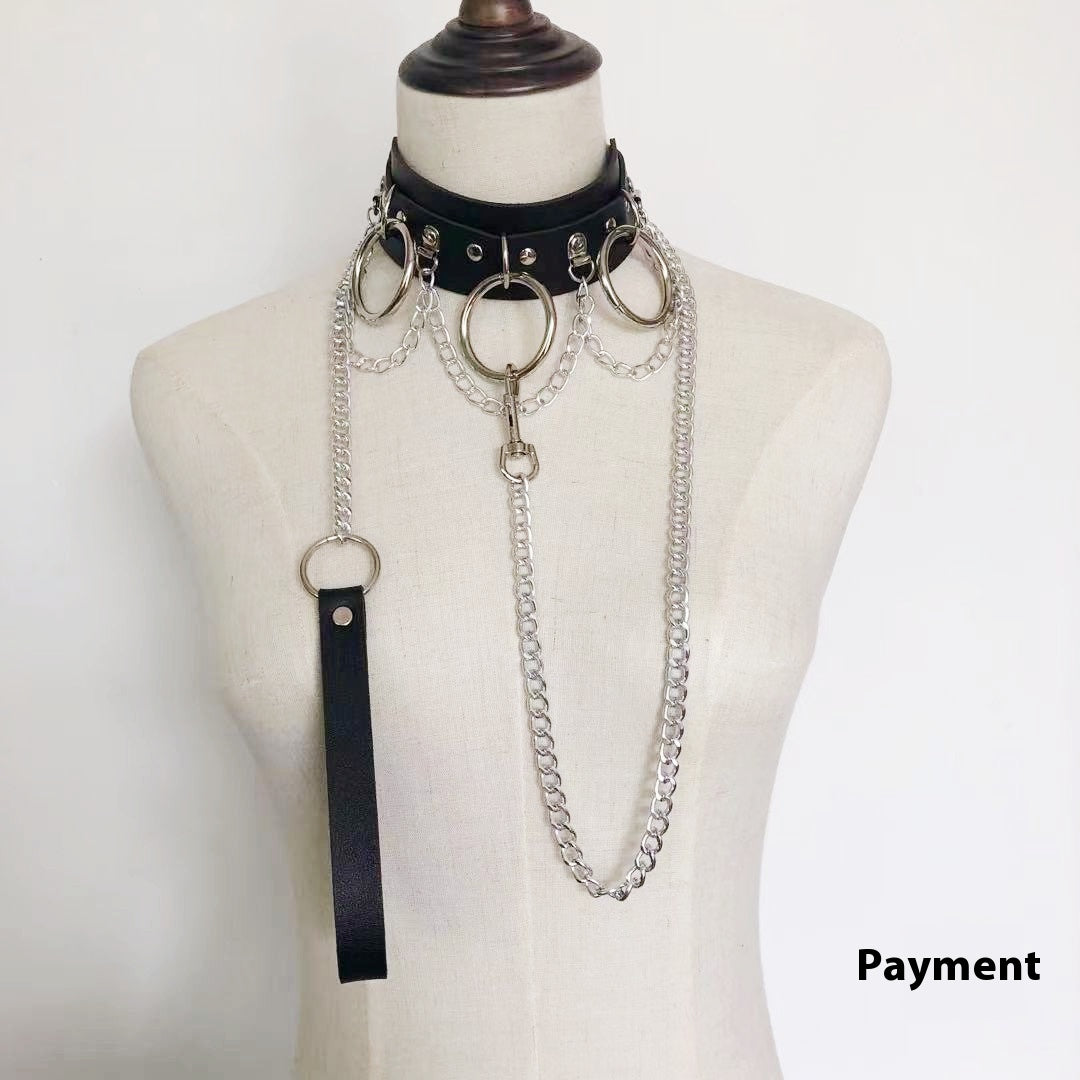 PU Leather Dark Collar Hand Holding Rope