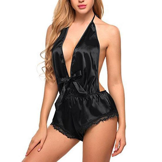 Sexy Lace Satin Silk Lingerie Nightwear - BBCxMaster - Sexy Lace Satin Silk Lingerie Nightwear - Black / XXL - BBCxMaster