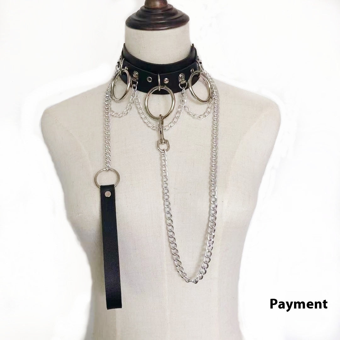 PU Leather Dark Collar Hand Holding Rope