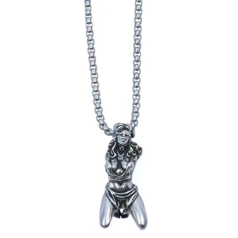 Men BDSM-inspired Kinky Pendant Necklace, Copper With Silver Plating, BBCxMaster - Men BDSM-inspired Kinky Pendant Necklace, Copper With Silver Plating, Pendant with 45cm Chain - BBCxMaster