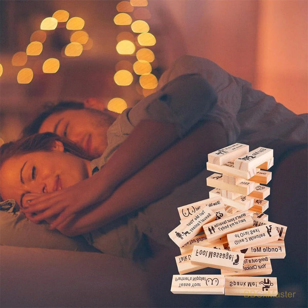 Couple Game Night Intimacy Block Tower Jenga Game Valentine Tumbling T - BBCxMaster - Couple Game Night Intimacy Block Tower Jenga Game Valentine Tumbling T - BBCxMaster