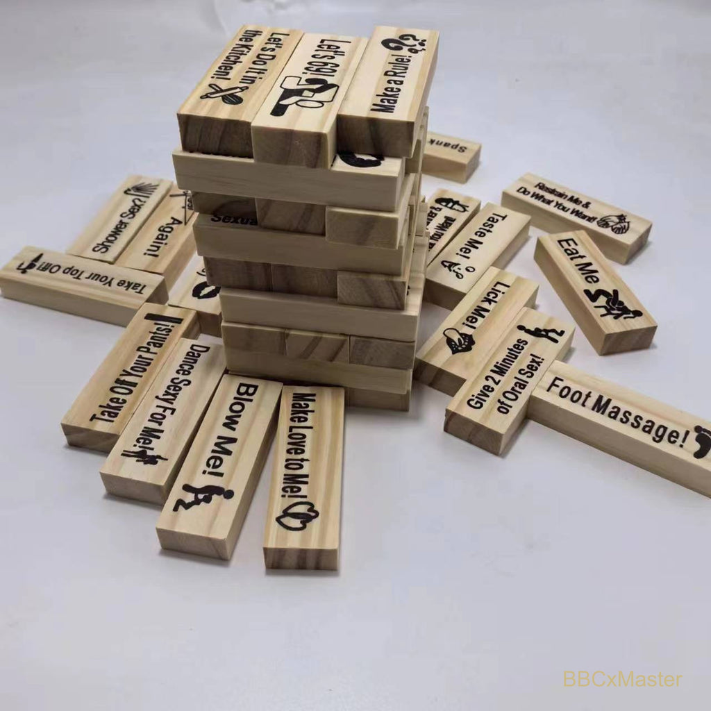 Couple Game Night Intimacy Block Tower Jenga Game Valentine Tumbling T - BBCxMaster - Couple Game Night Intimacy Block Tower Jenga Game Valentine Tumbling T - BBCxMaster