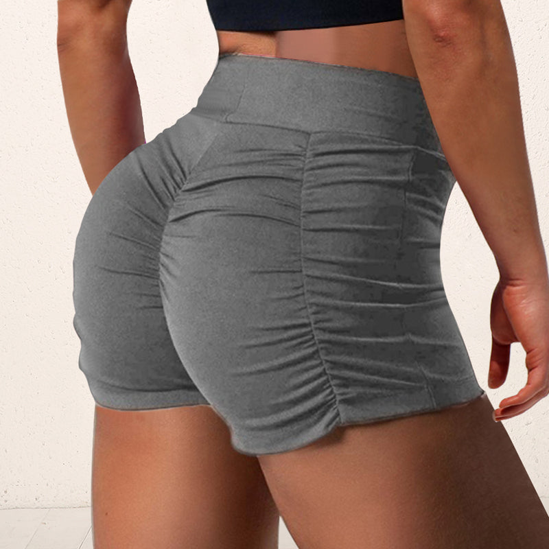 Wrinkled buttocks solid color shorts