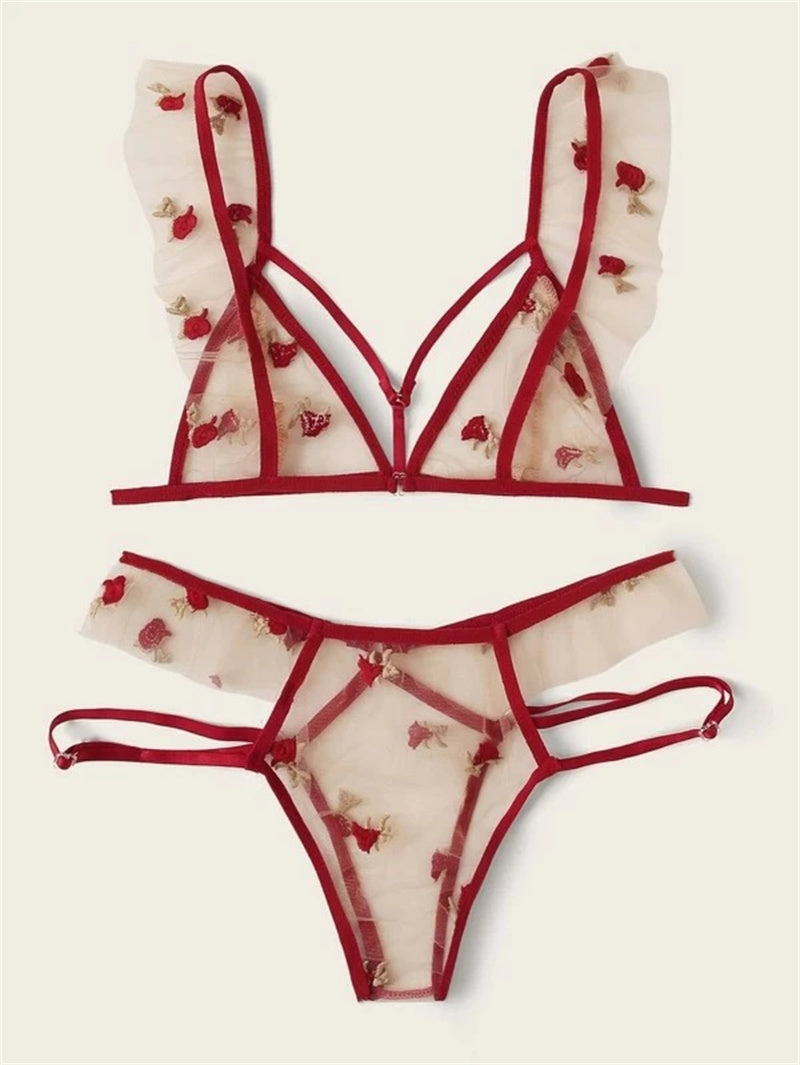 Women's Lace Red Dotted Solid Color Suit - BBCxMaster - Women's Lace Red Dotted Solid Color Suit - Red / S - BBCxMaster