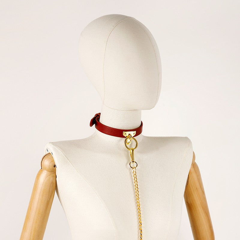 Brown Bondage Leather Collar With Chain Leash Bdsm Slave Toys Fetish - BBCxMaster - Brown Bondage Leather Collar With Chain Leash Bdsm Slave Toys Fetish - BBCxMaster
