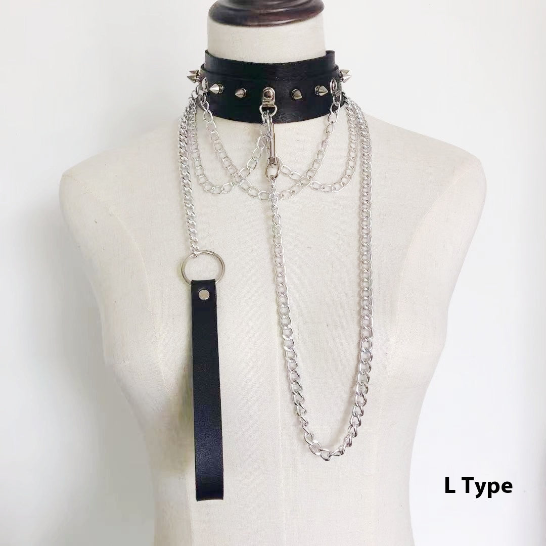 PU Leather Dark Collar Hand Holding Rope