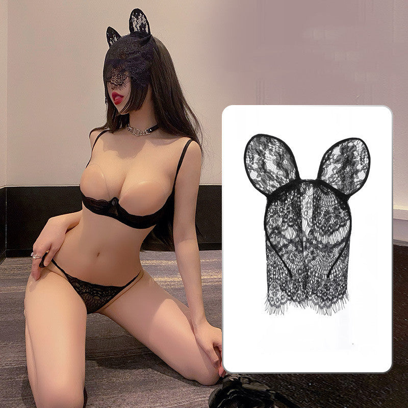 Women's Fashion Half-support Hollow Bra Embroidery Set