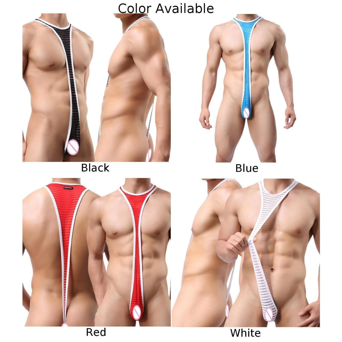 Men's Striped Mesh Open Bodysuit - BBCxMaster - Men's Striped Mesh Open Bodysuit - BBCxMaster