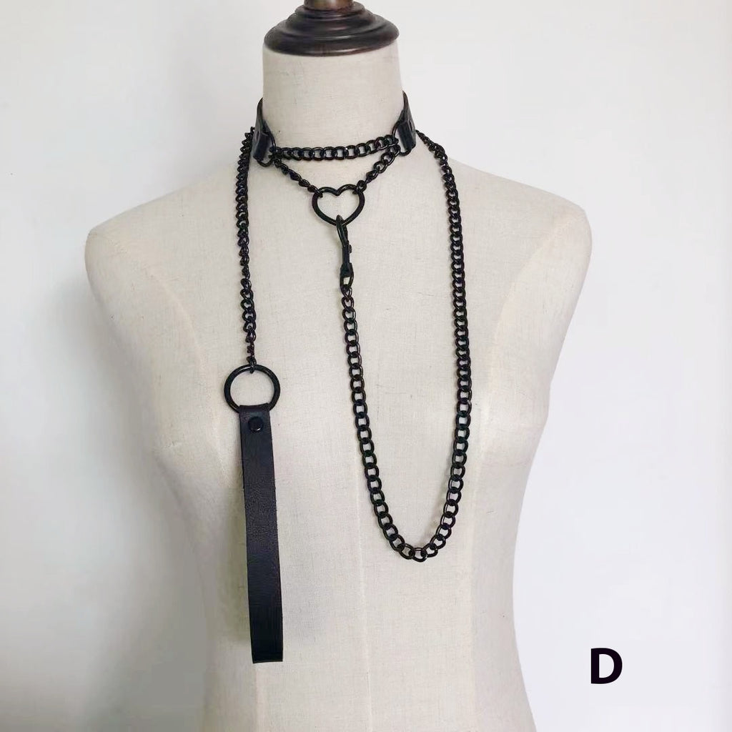 PU Leather Dark Collar Hand Holding Rope