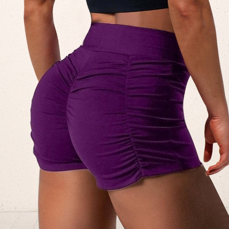 Wrinkled buttocks solid color shorts