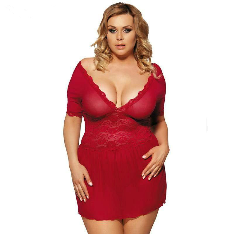 Lace See Through Lingerie Set Babydoll With G-String - BBCxMaster - Lace See Through Lingerie Set Babydoll With G-String - XXXL - BBCxMaster