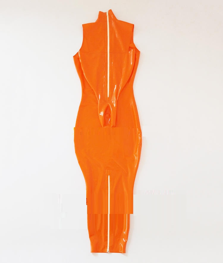 Girls' Solid Color One-piece Dress Latex Placket Gu Dress