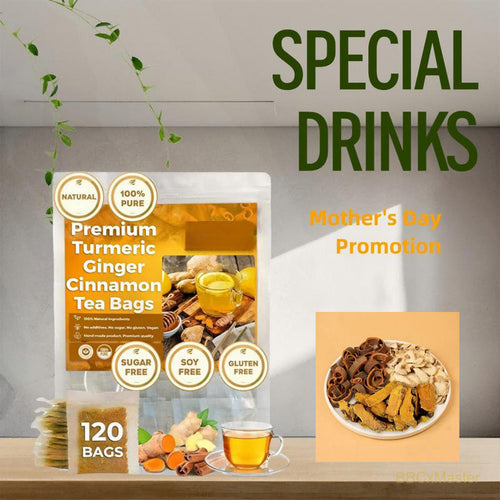 120 Bags Turmeric Ginger Cinnamon Tea Bags, Anti-Inflammatory Herbal T - BBCxMaster - 120 Bags Turmeric Ginger Cinnamon Tea Bags, Anti-Inflammatory Herbal T - 120bags - BBCxMaster