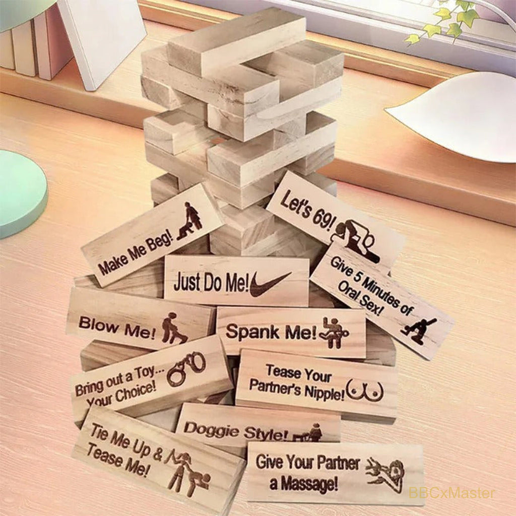 Couple Game Night Intimacy Block Tower Jenga Game Valentine Tumbling T - BBCxMaster - Couple Game Night Intimacy Block Tower Jenga Game Valentine Tumbling T - BBCxMaster