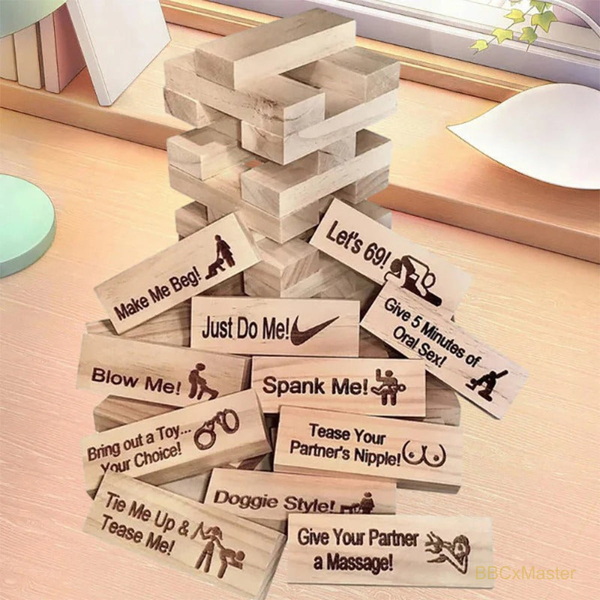 Couple Game Night Intimacy Block Tower Jenga Game Valentine Tumbling T - BBCxMaster - Couple Game Night Intimacy Block Tower Jenga Game Valentine Tumbling T - BBCxMaster