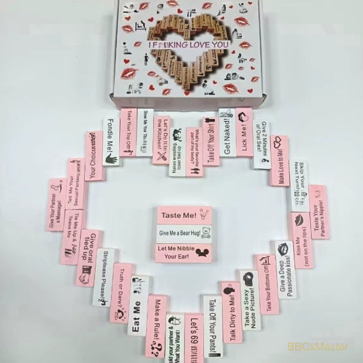 Couple Game Night Intimacy Block Tower Jenga Game Valentine Tumbling T - BBCxMaster - Couple Game Night Intimacy Block Tower Jenga Game Valentine Tumbling T - White Pink - BBCxMaster