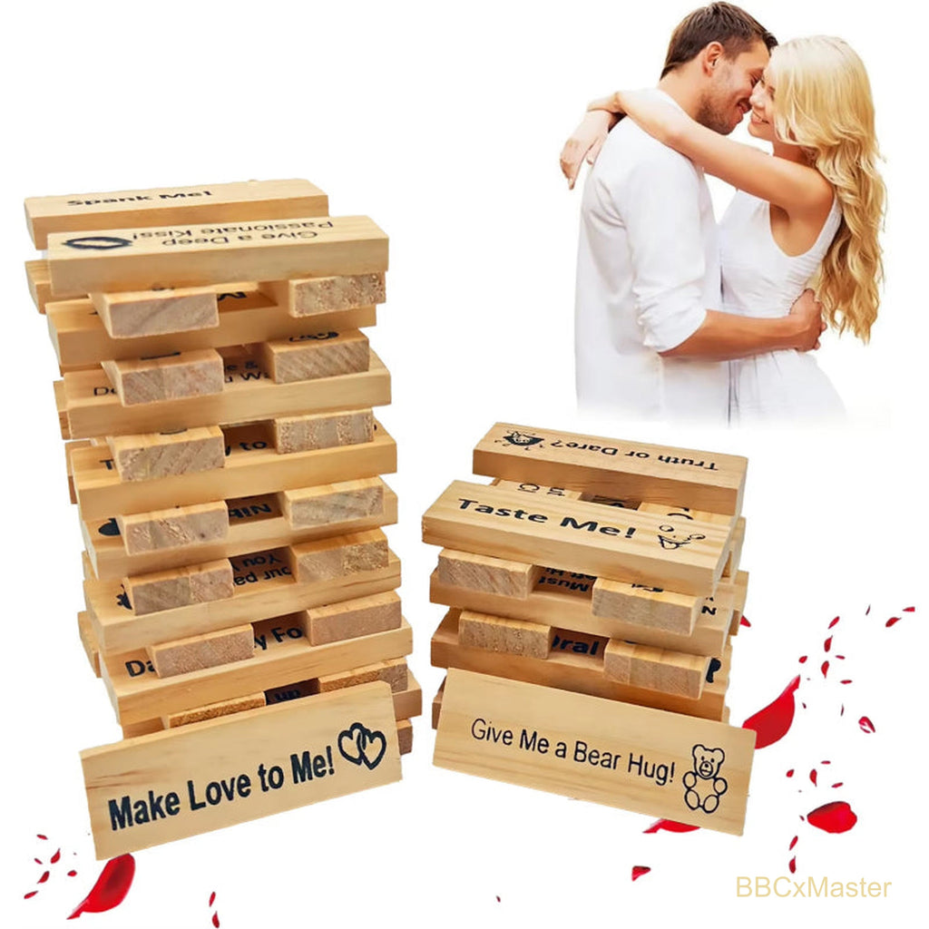 Couple Game Night Intimacy Block Tower Jenga Game Valentine Tumbling T - BBCxMaster - Couple Game Night Intimacy Block Tower Jenga Game Valentine Tumbling T - BBCxMaster