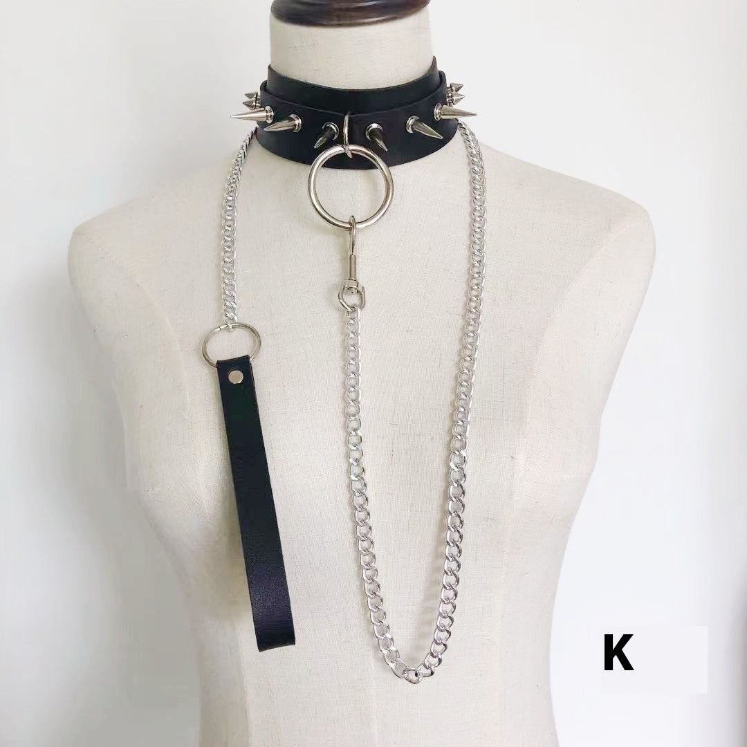 PU Leather Dark Collar Hand Holding Rope