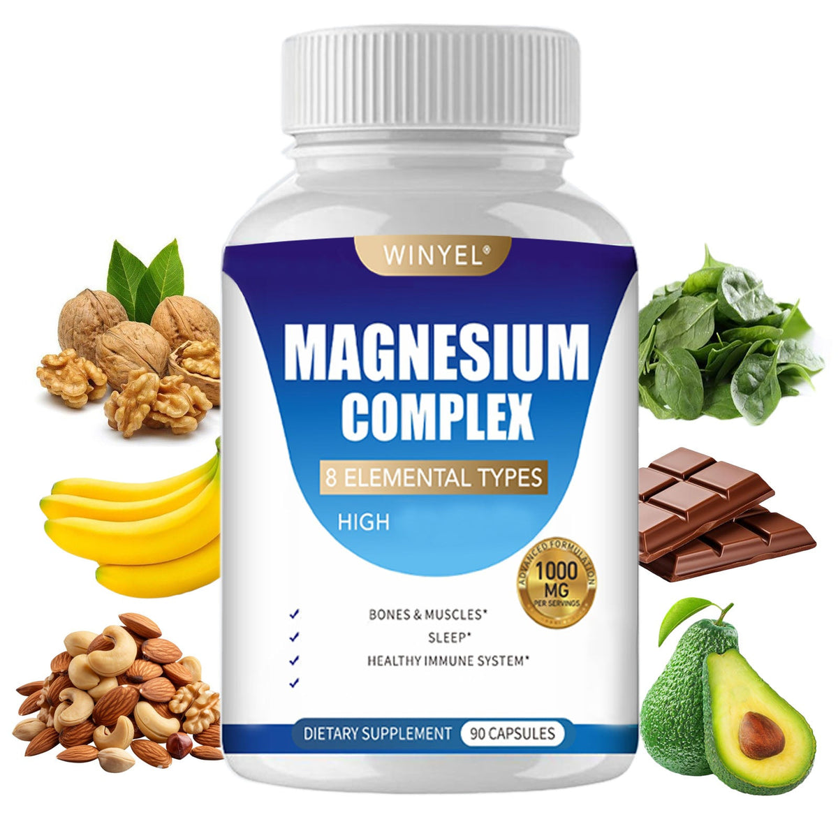 MAGNESIUM COMPLEX Wellness Capsules With Malate & Glycinate And 8 ELEM - BBCxMaster - MAGNESIUM COMPLEX Wellness Capsules With Malate & Glycinate And 8 ELEM - 1 PCS - BBCxMaster
