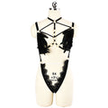 Women's Harness Underwear Feather Lace Cutout Set - BBCxMaster - Women's Harness Underwear Feather Lace Cutout Set - Black / A - BBCxMaster