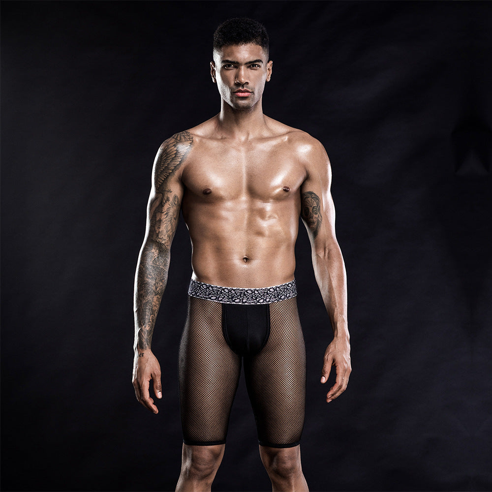Cropped Pants Stretch Black See-through Web Pants Men - Impact Play - BBCxMaster - Cropped Pants Stretch Black See-through Web Pants Men - Impact Play - BBCxMaster