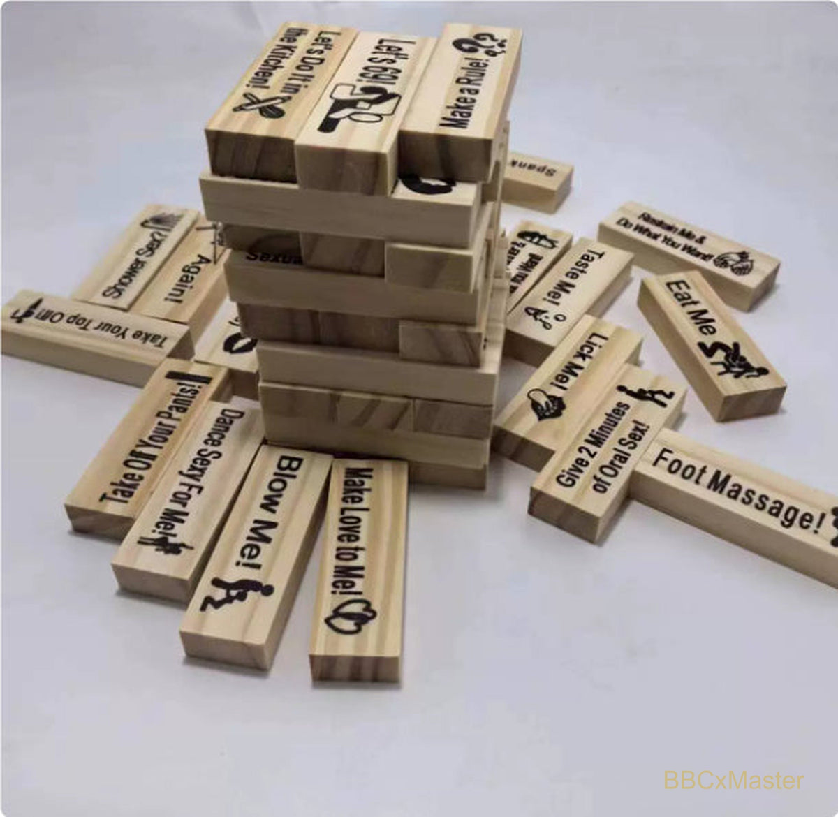 Couple Game Night Intimacy Block Tower Jenga Game Valentine Tumbling T - BBCxMaster - Couple Game Night Intimacy Block Tower Jenga Game Valentine Tumbling T - Building block tower French - BBCxMaster