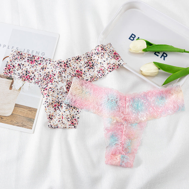 Women's Sexy Low Waisted Lace Printed Thong - BBCxMaster - Women's Sexy Low Waisted Lace Printed Thong - BBCxMaster