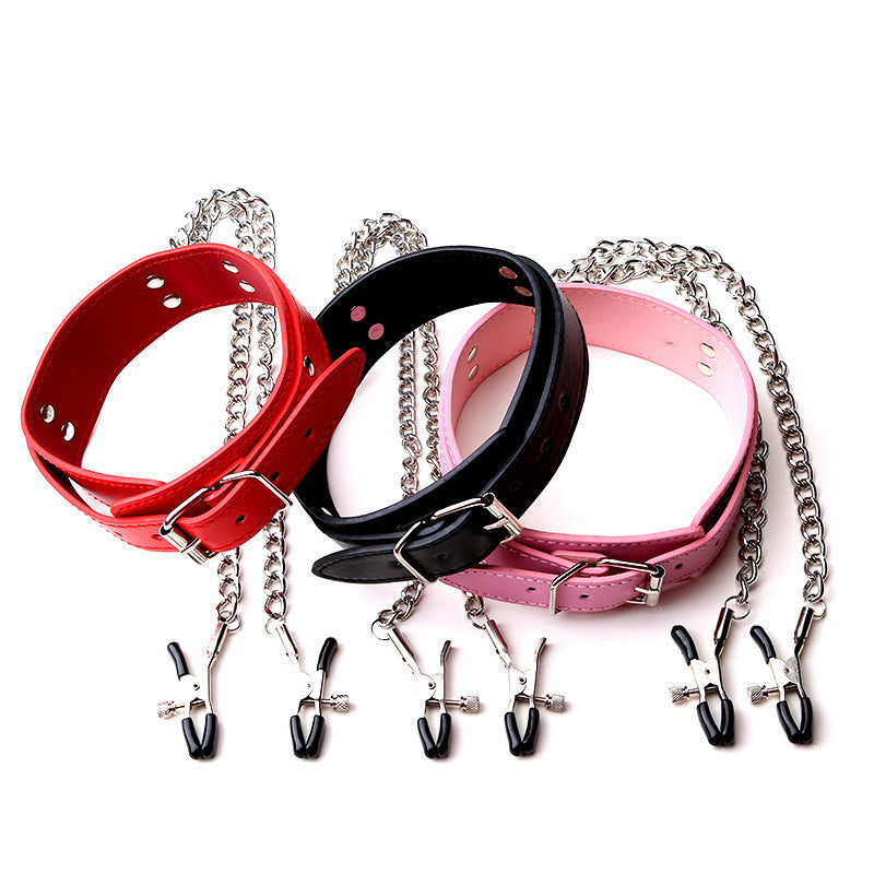 PU Leather Metal Chain Collar - BDSM Collar - BBCxMaster - PU Leather Metal Chain Collar - BDSM Collar - BBCxMaster