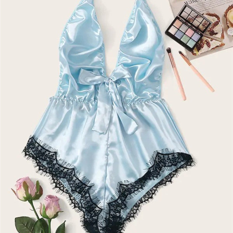 Luxury Satin Lace Teddy Bodysuit for Women - BBCxMaster - Luxury Satin Lace Teddy Bodysuit for Women - BBCxMaster