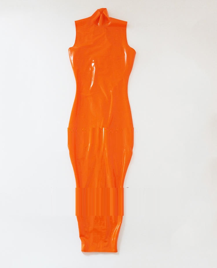 Girls' Solid Color One-piece Dress Latex Placket Gu Dress