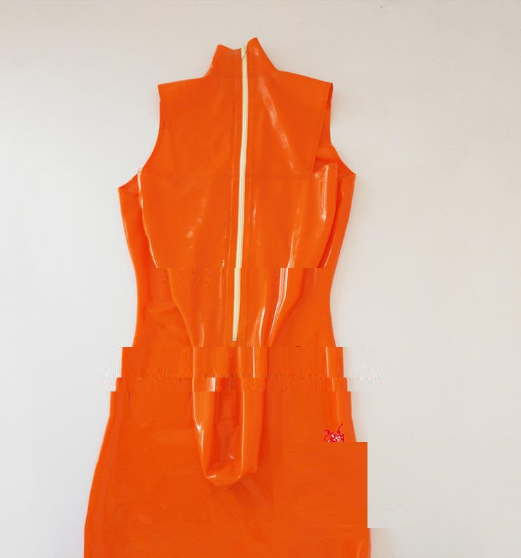Girls' Solid Color One-piece Dress Latex Placket Gu Dress